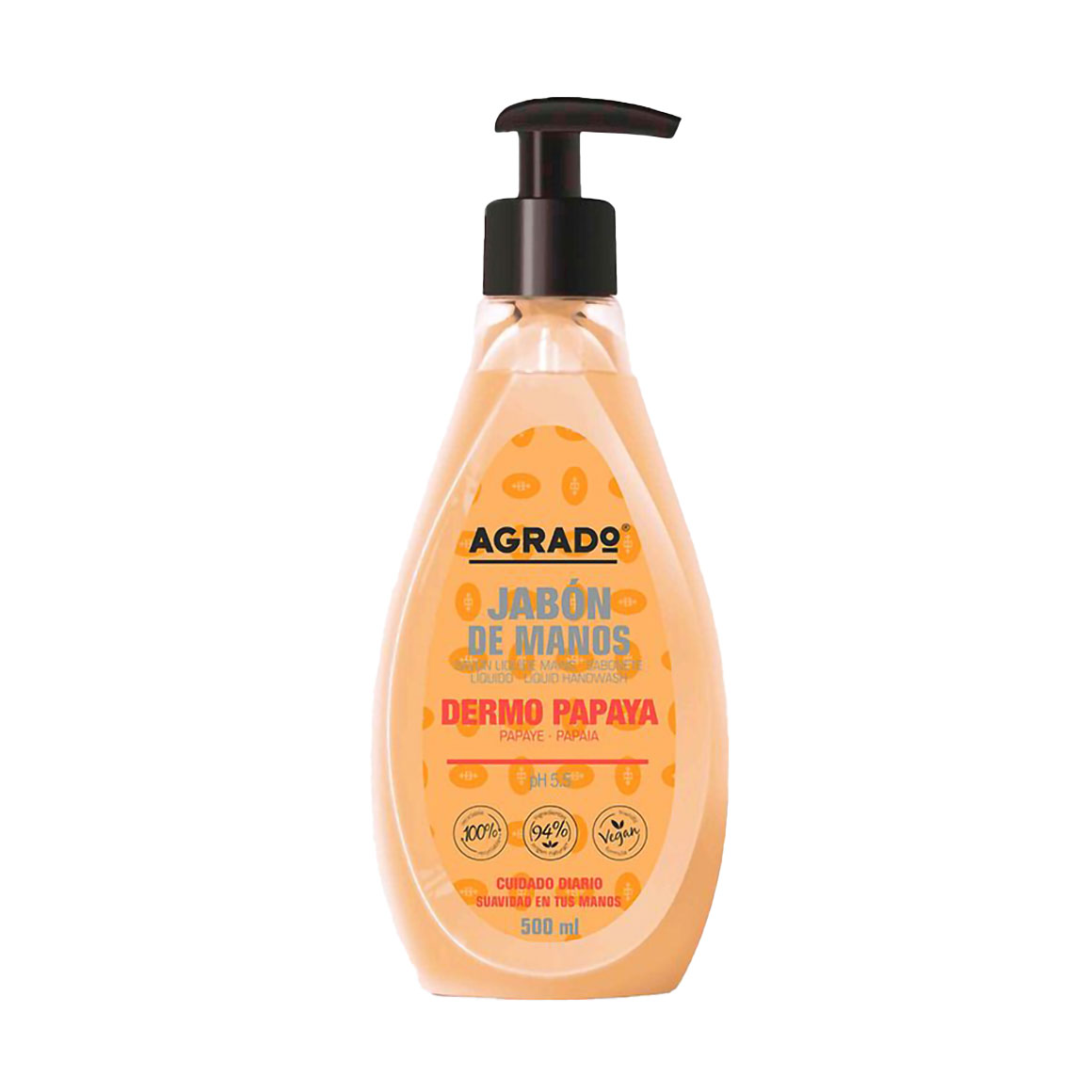 Рідке мило для рук Agrado Liquid Hand Soap Dermo Papaya, 500 мл